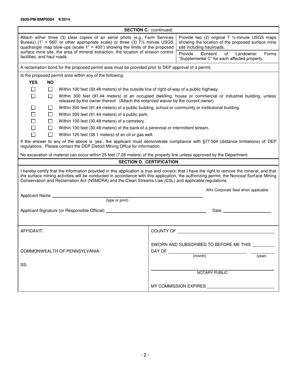 Form 5600-PM-BMP0004 General Permit for Short-Term Construction Projects Bmp-Gp-103 Registration / Application - Pennsylvania, Page 2