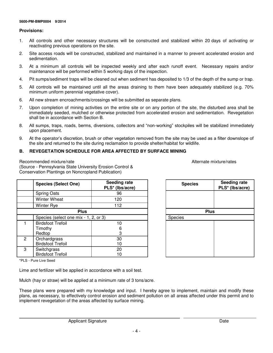 Form 5600-PM-BMP0004 General Permit for Short-Term Construction Projects Bmp-Gp-103 Registration / Application - Pennsylvania, Page 4