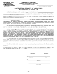 Document preview: Form 5600-FM-BMP0149 Contractual Consent of Landowner for Beneficial Use of Coal Ash - Pennsylvania