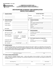 Form 2630-FM-BECB0601 Aboveground Storage Tank Modification Inspection Summary - Pennsylvania
