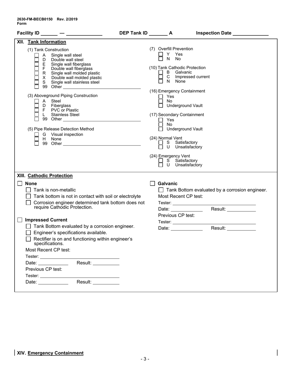 Form 2630-FM-BECB0150 Aboveground Storage Tank Inspection Summary - Pennsylvania, Page 3