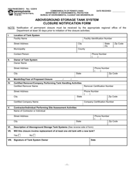 Document preview: Form 2630-FM-BECB0513 Aboveground Storage Tank System Closure Notification Form - Pennsylvania