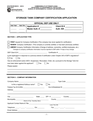 Document preview: Form 2630-PM-BECB0510 Storage Tank Company Certification Application - Pennsylvania