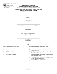 Document preview: Form 2630-FM-BECB0514 Aboveground Storage Tank System Closure Report Form - Pennsylvania