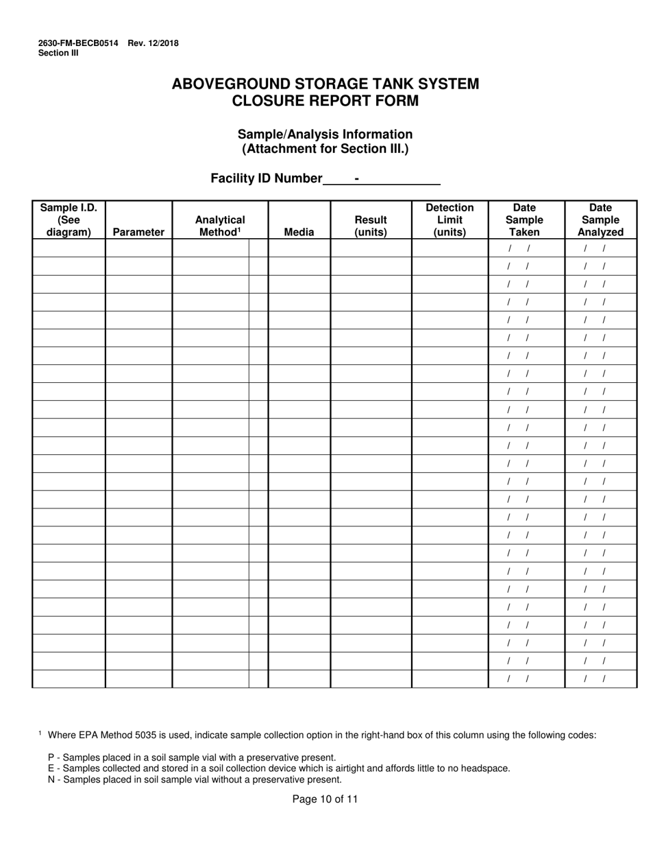 Form 2630-FM-BECB0514 Aboveground Storage Tank System Closure Report Form - Pennsylvania, Page 10