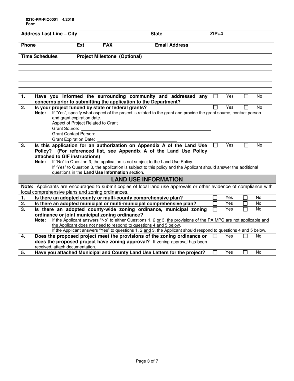 Form 0210-PM-PIO0001 General Information Form  Authorization Application - Pennsylvania, Page 3