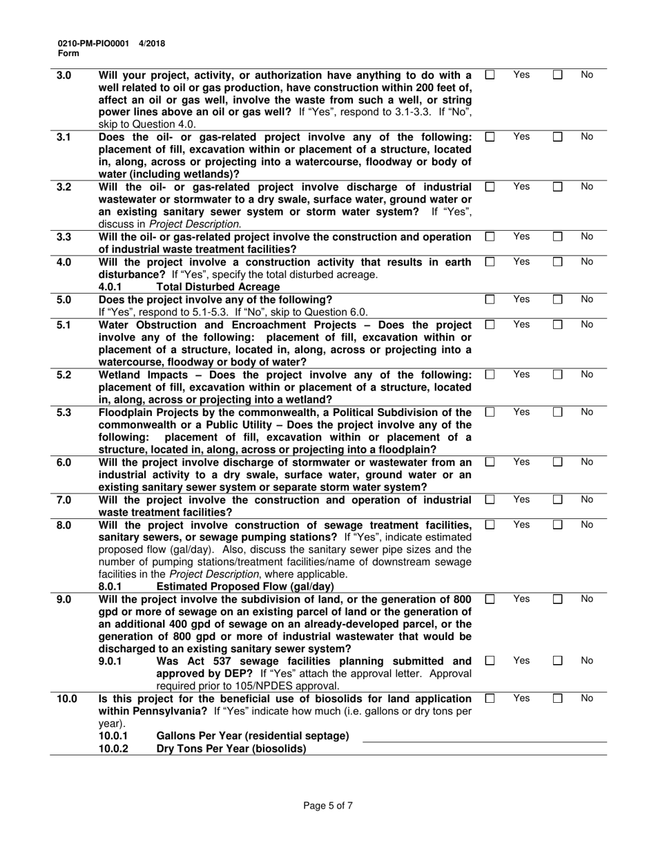 Form 0210-PM-PIO0001 General Information Form  Authorization Application - Pennsylvania, Page 5