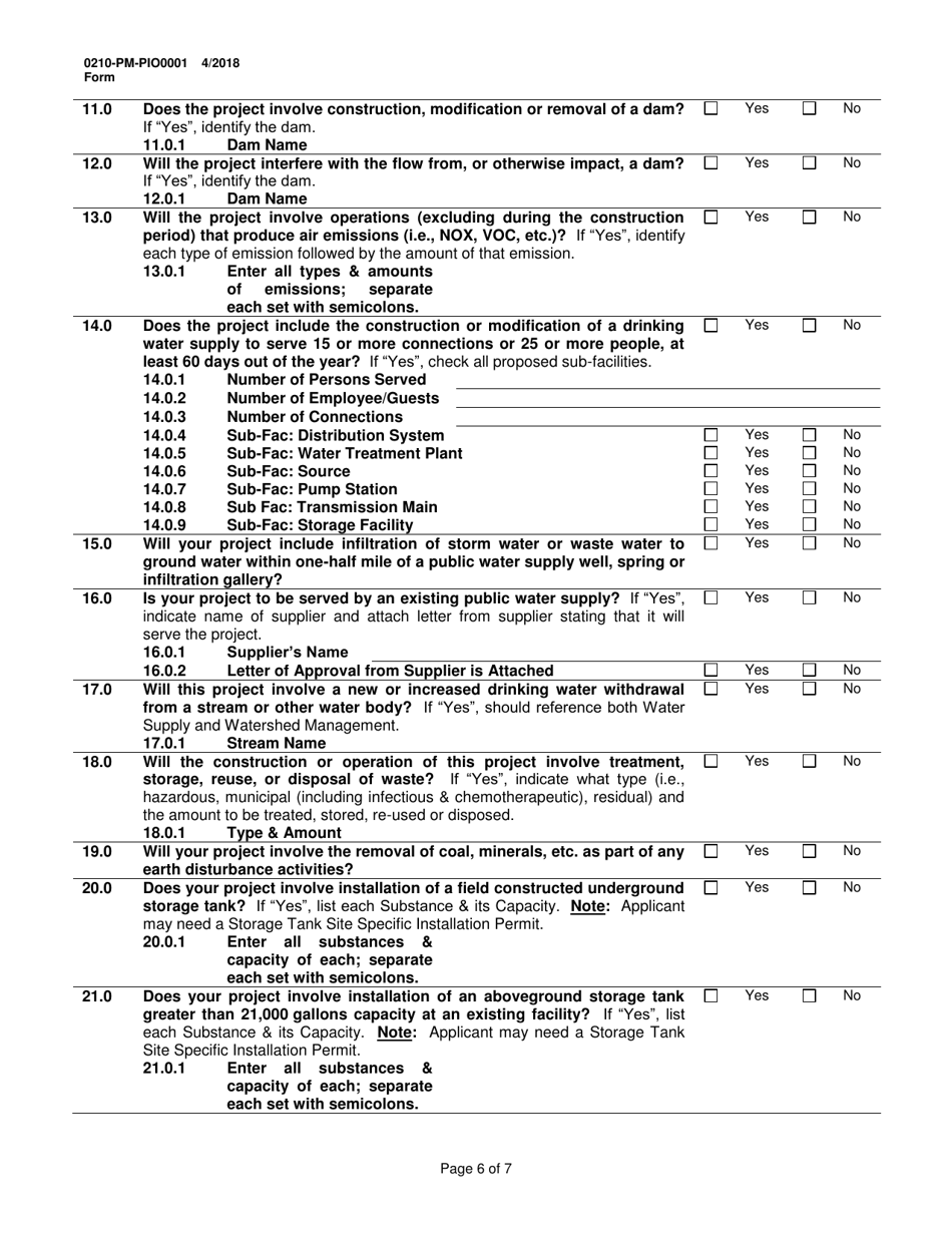 Form 0210-PM-PIO0001 General Information Form  Authorization Application - Pennsylvania, Page 6