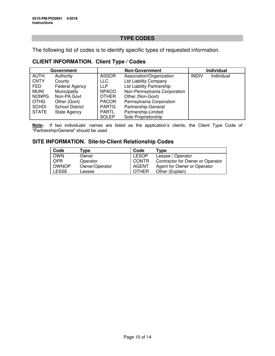 Instructions for Form 0210-PM-PIO0001 General Information Form - Authorization Application - Pennsylvania, Page 10