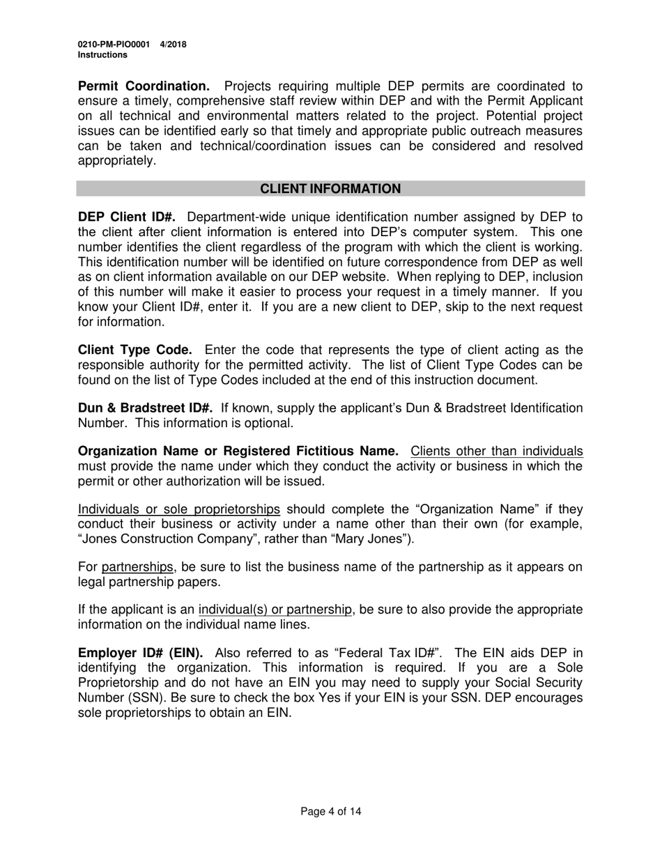 Instructions for Form 0210-PM-PIO0001 General Information Form - Authorization Application - Pennsylvania, Page 4