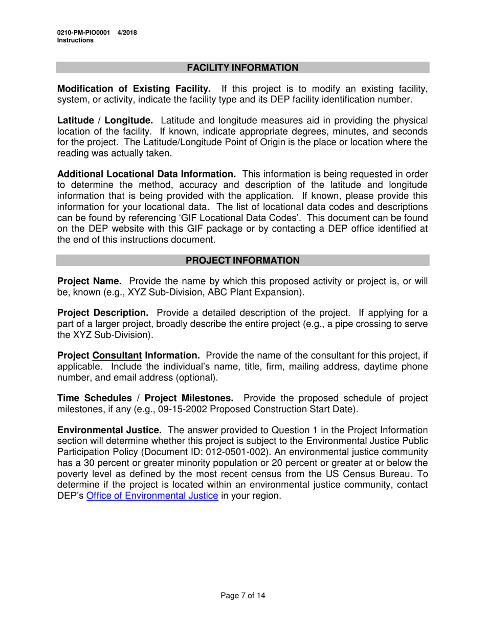 Instructions for Form 0210-PM-PIO0001 General Information Form - Authorization Application - Pennsylvania, Page 7