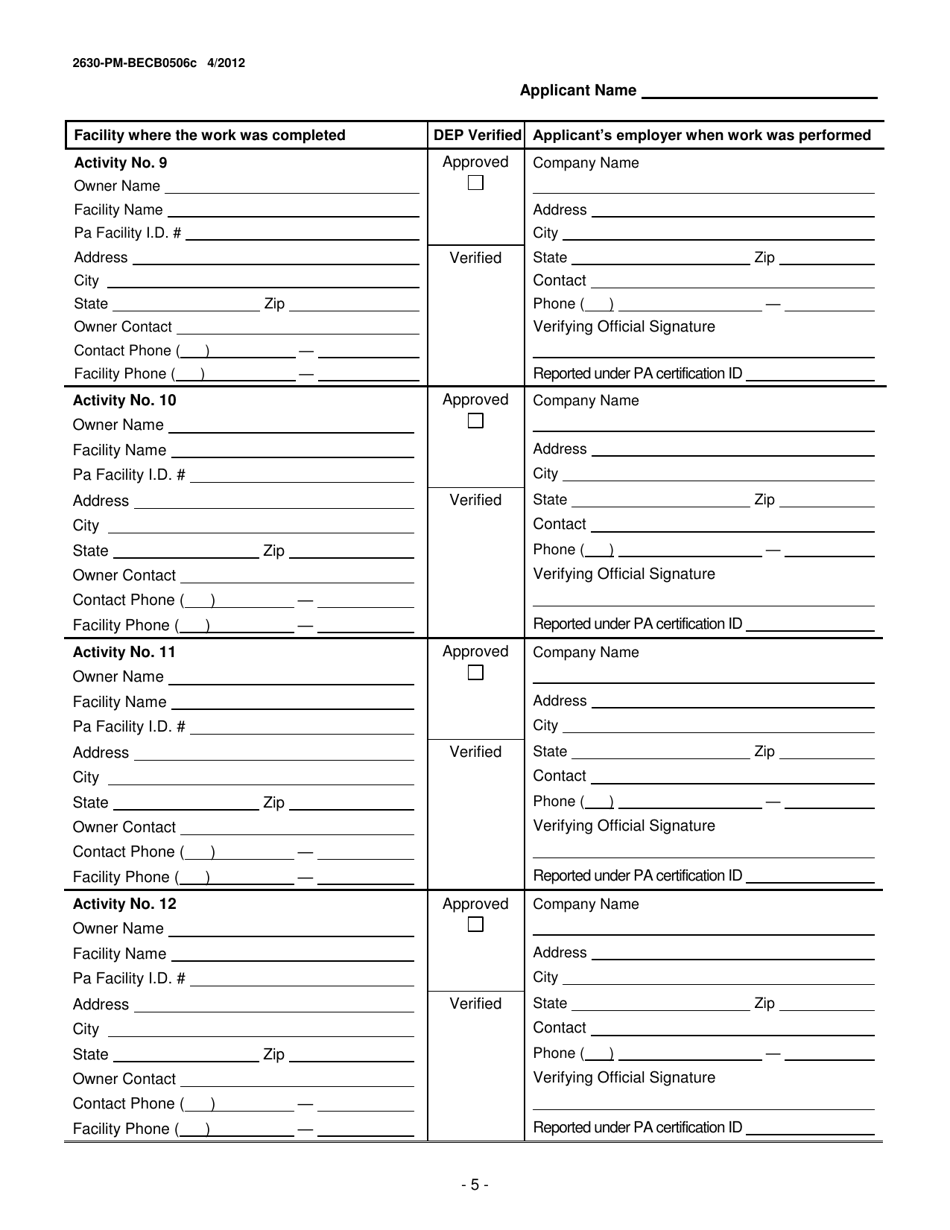 Form 2630-PM-BECB0506C Attachment A Storage Tank Installer and Inspector Application - Pennsylvania, Page 5