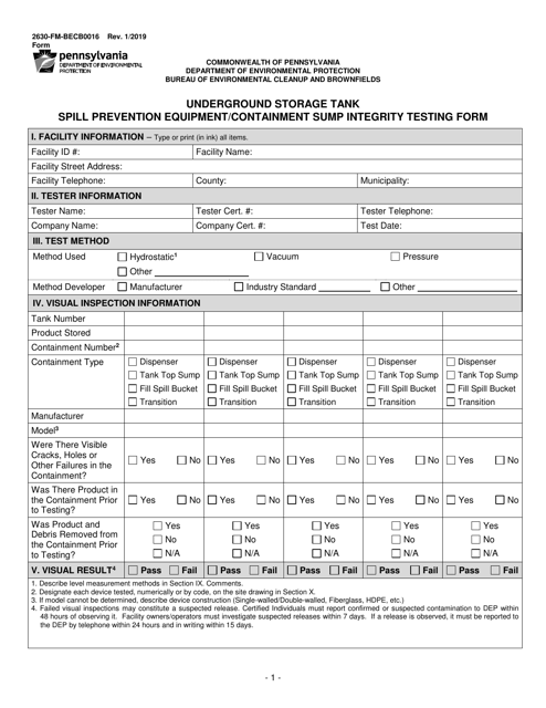 Form 2630-FM-BECB0016  Printable Pdf