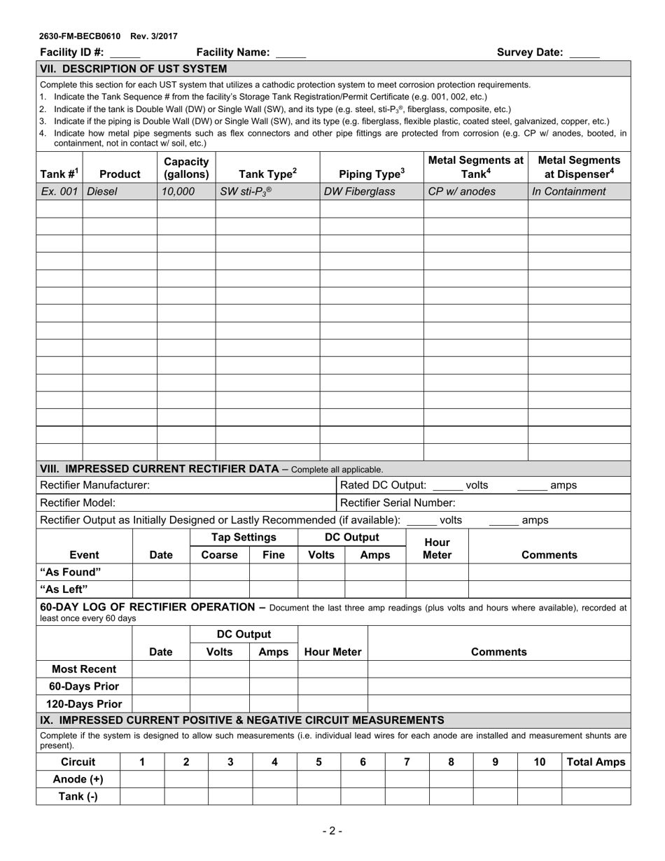 Form 2630-FM-BECB0610 Ust Cathodic Protection System Evaluation Form - Pennsylvania, Page 2