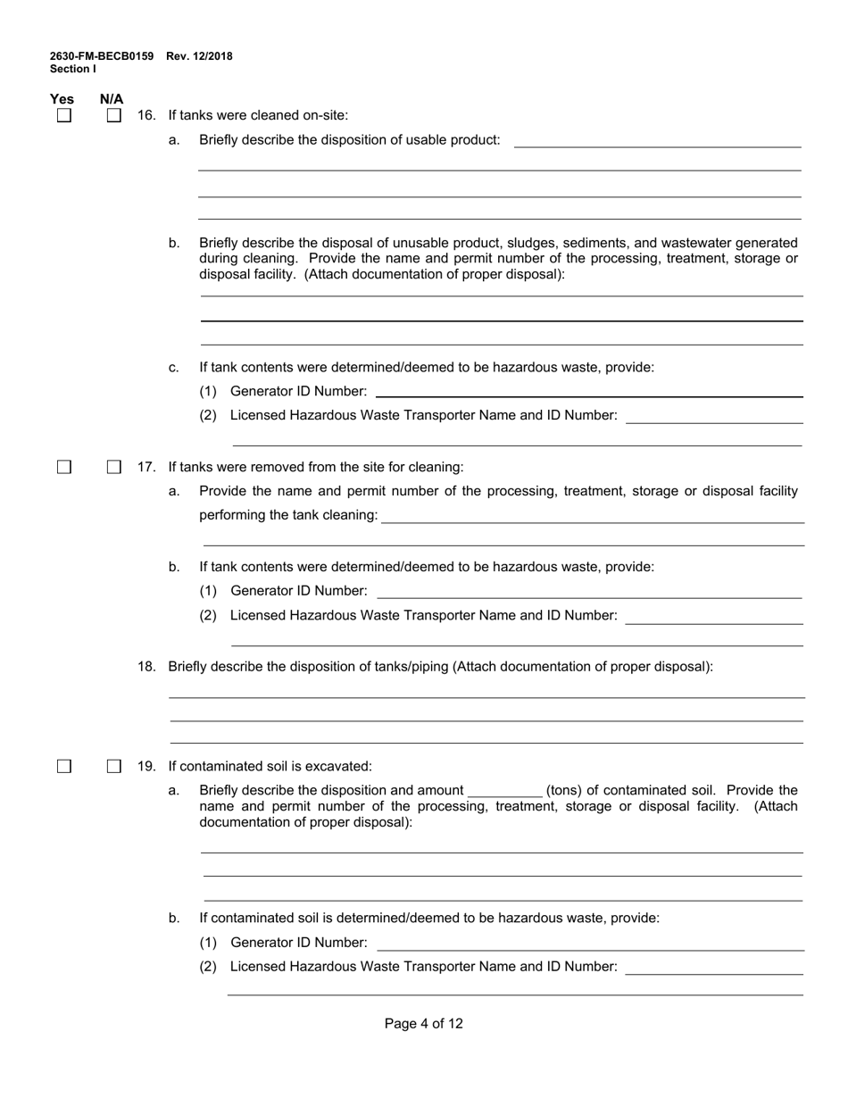 Form 2630-FM-BECB0159 Underground Storage Tank System Closure Report Form - Pennsylvania, Page 4