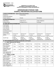 Form 2630-FM-BECB0018 Underground Storage Tank Overfill Prevention Evaluation Form - Pennsylvania
