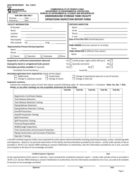 Document preview: Form 2630-FM-BECB0501 Underground Storage Tank Facility Operations Inspection Report Form - Pennsylvania