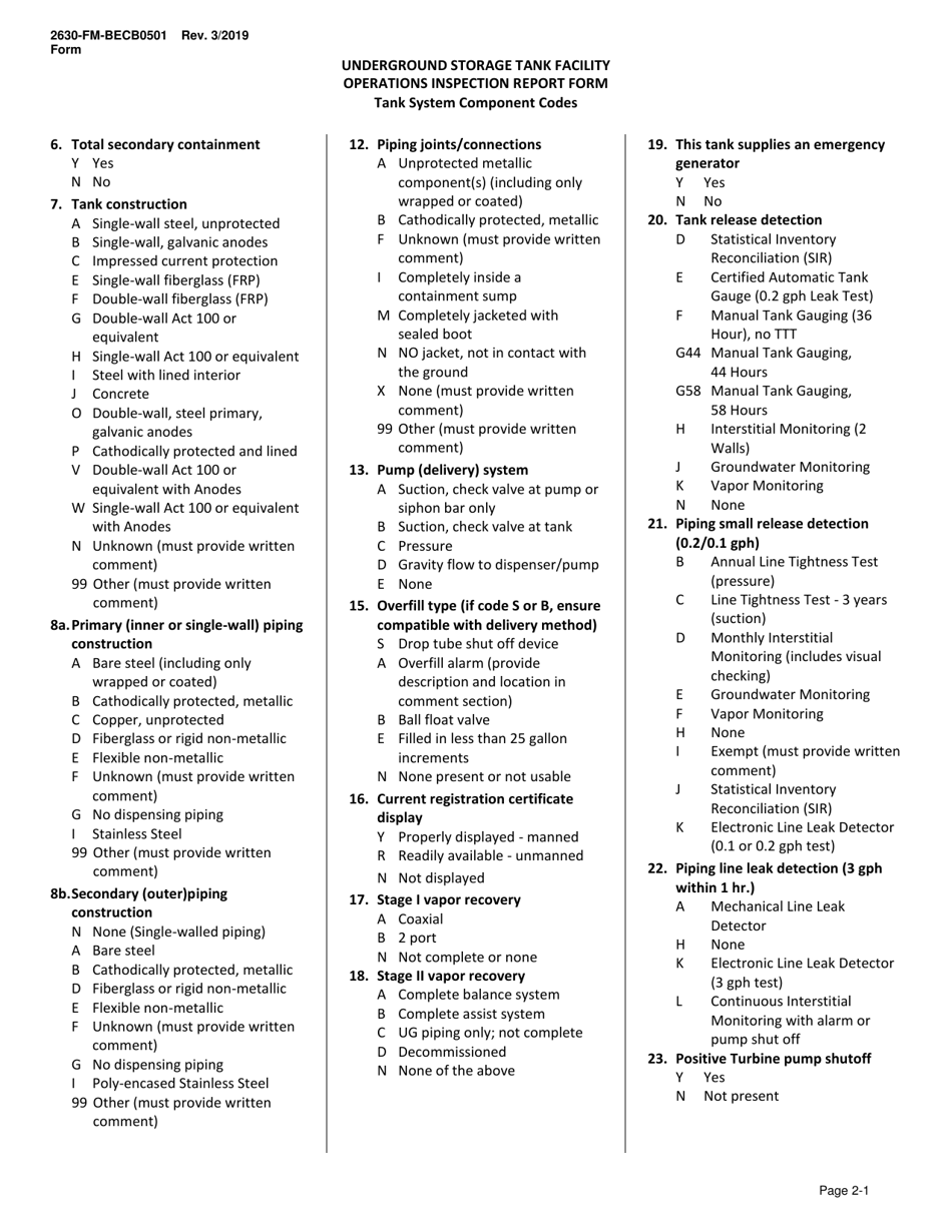 Form 2630-FM-BECB0501 Underground Storage Tank Facility Operations Inspection Report Form - Pennsylvania, Page 3