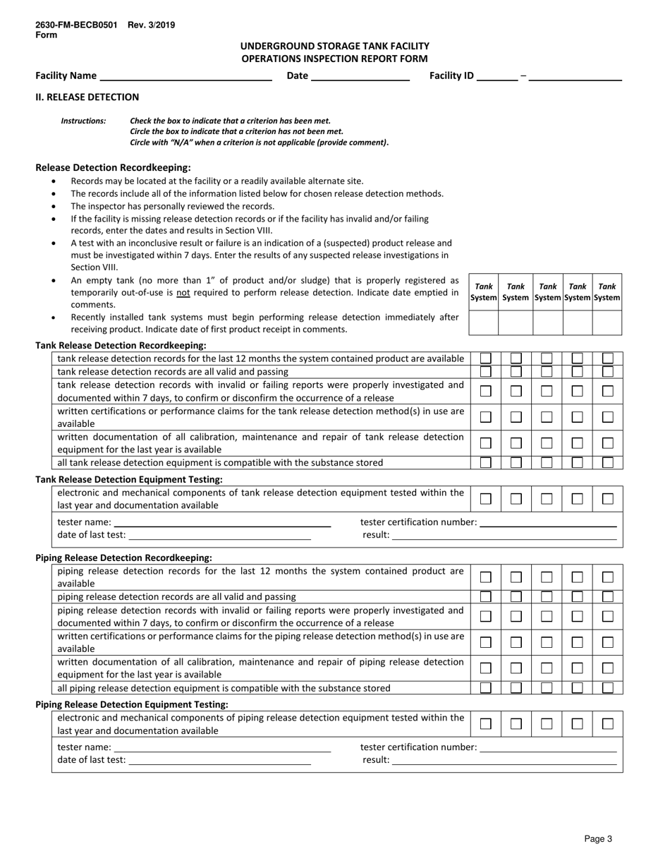 Form 2630-FM-BECB0501 Underground Storage Tank Facility Operations Inspection Report Form - Pennsylvania, Page 4