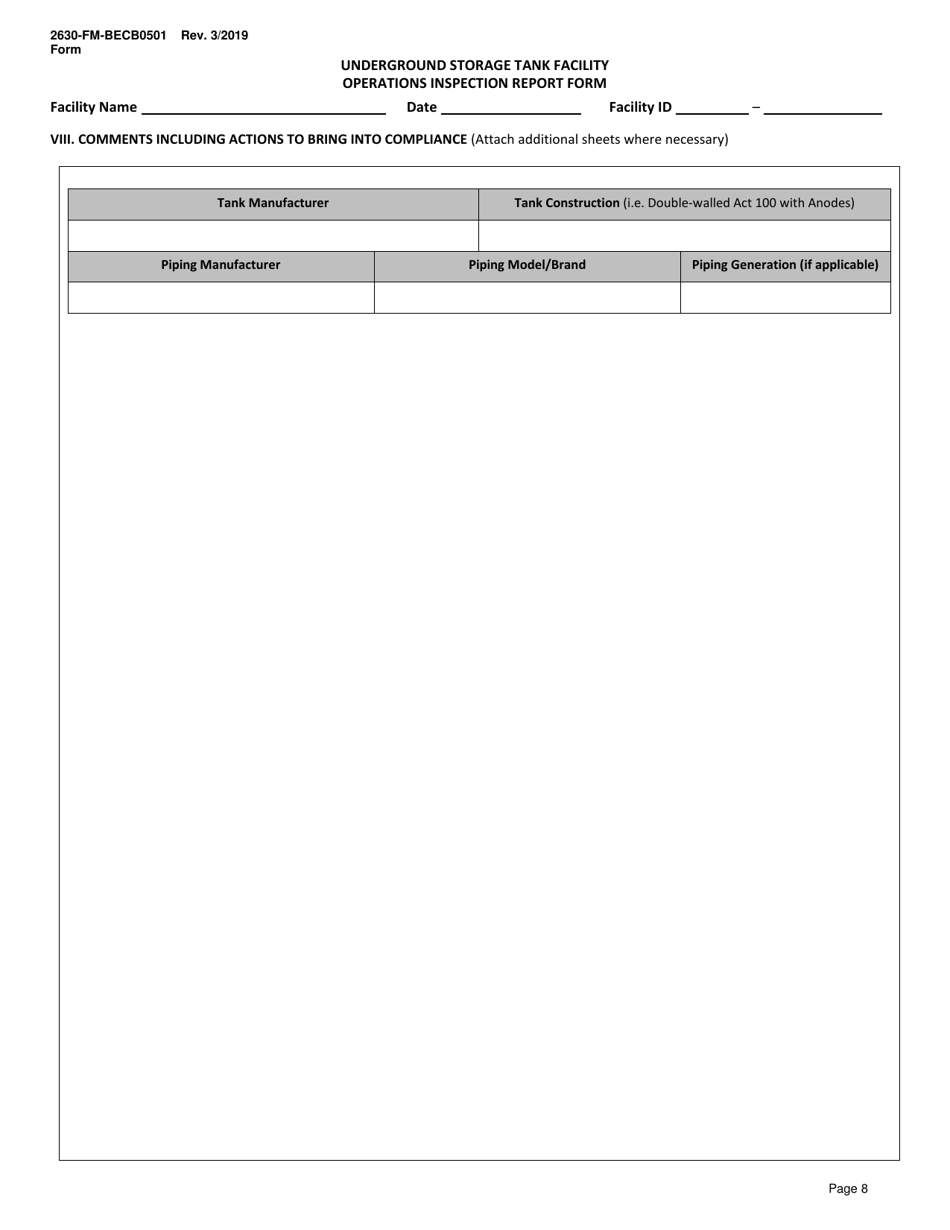 Form 2630-FM-BECB0501 Underground Storage Tank Facility Operations Inspection Report Form - Pennsylvania, Page 9