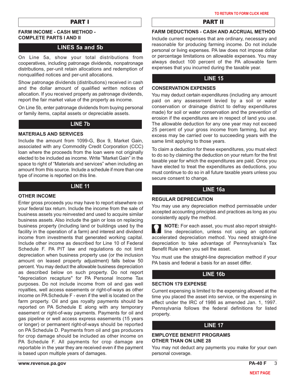 Form PA-40 Pa Schedule F - Farm Income and Expenses - Pennsylvania, Page 5