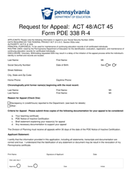 Form PDE338 R-4 Request for Appeal: Act 48/Act 45 - Pennsylvania, Page 2