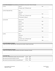 Older Adult Daily Living Centers Care Plan Form - Pennsylvania, Page 5
