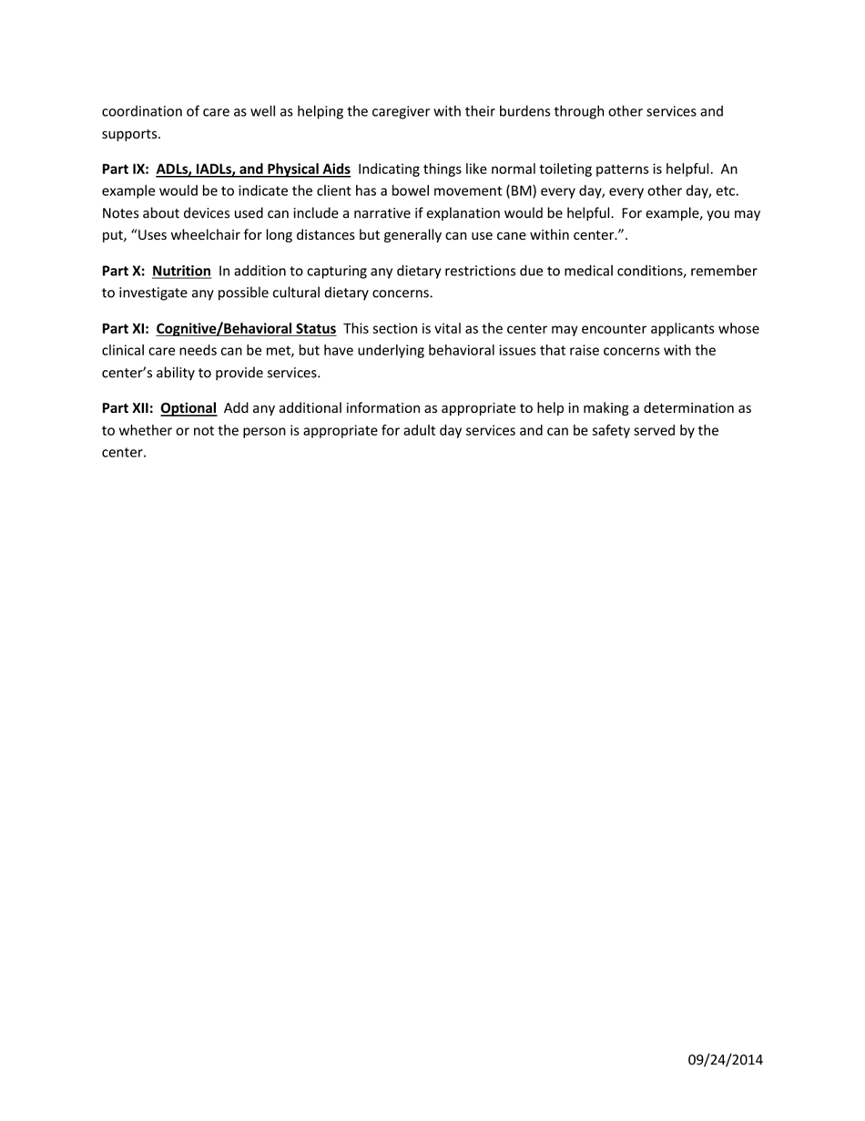 Instructions for Adult Day Intake Screening - Pennsylvania, Page 2