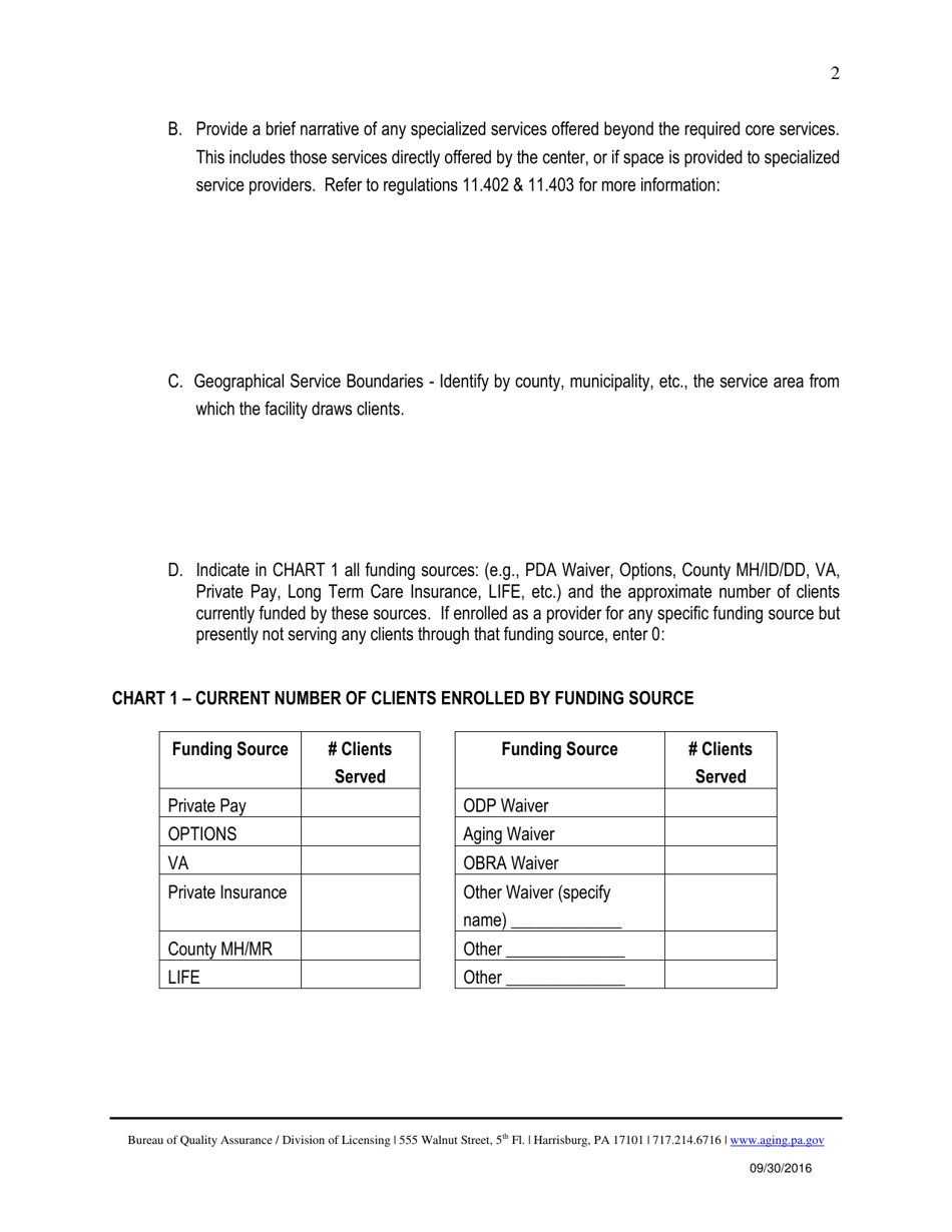 Form AGL-08 Older Adult Daily Living Center Operations and Demographics Form - Pennsylvania, Page 2