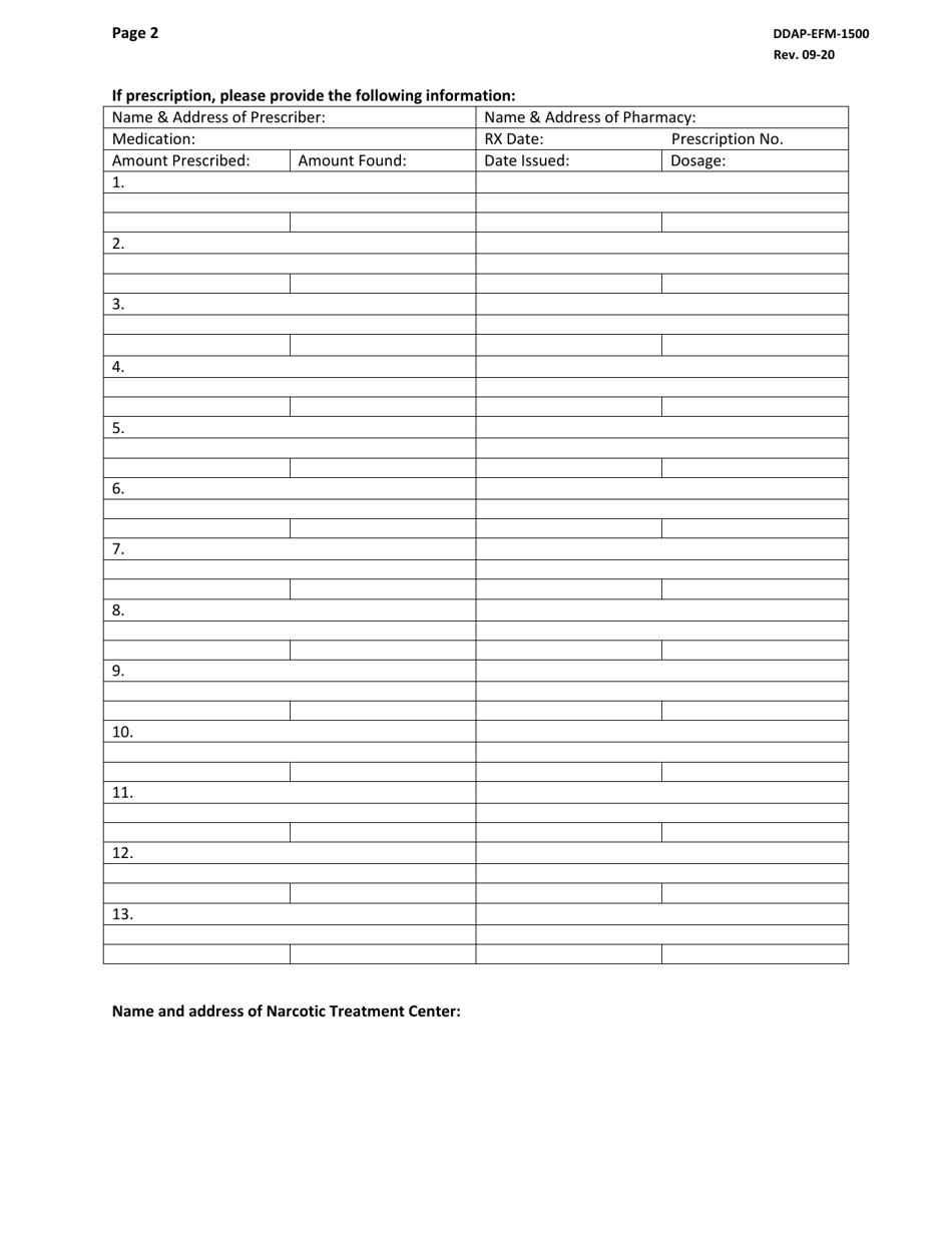 Form DDAP-EFM-1500 Coroners Drug Death Report - Pennsylvania, Page 2