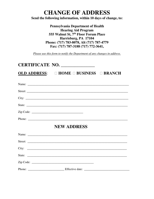Pennsylvania Change of Address Fill Out Sign Online and Download PDF