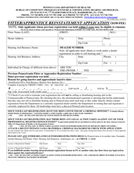 Document preview: Form H114.600-A Fitter/Apprentice Reinstatement Application - Pennsylvania