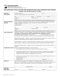 Document preview: Form LIBU-103 Secondhand Application for Registration and Disinfection Permit - Pennsylvania
