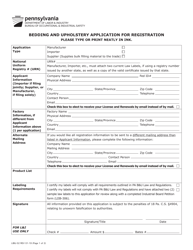 Form LIBU-32 Bedding and Upholstery Application for Registration - Pennsylvania