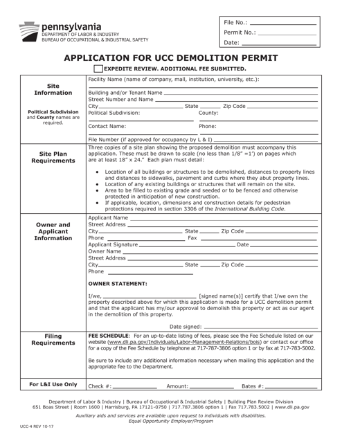 Form UCC-4  Printable Pdf