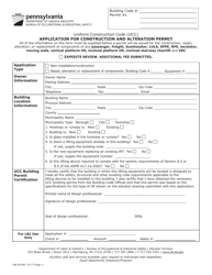 Form LIBI-26 Application for Construction and Alteration Permit - Pennsylvania