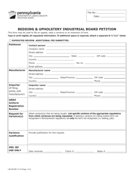Form LIIB-306 Bedding &amp; Upholstery Industrial Board Petition - Pennsylvania