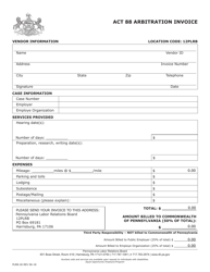 Document preview: Form PLRB-26 Act 88 Arbitration Invoice - Pennsylvania