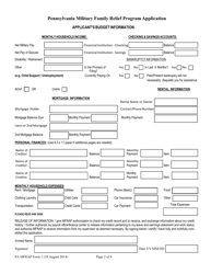 PA MFRAP Form 1 Pennsylvania Military Family Relief Program Application - Pennsylvania, Page 2