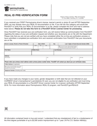 Document preview: Form DL-60RID Real Id Pre-verification Form - Pennsylvania