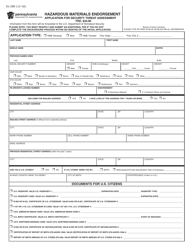 Document preview: Form DL-288 Hazardous Materials Endorsement Application for Security Threat Assessment - Pennsylvania