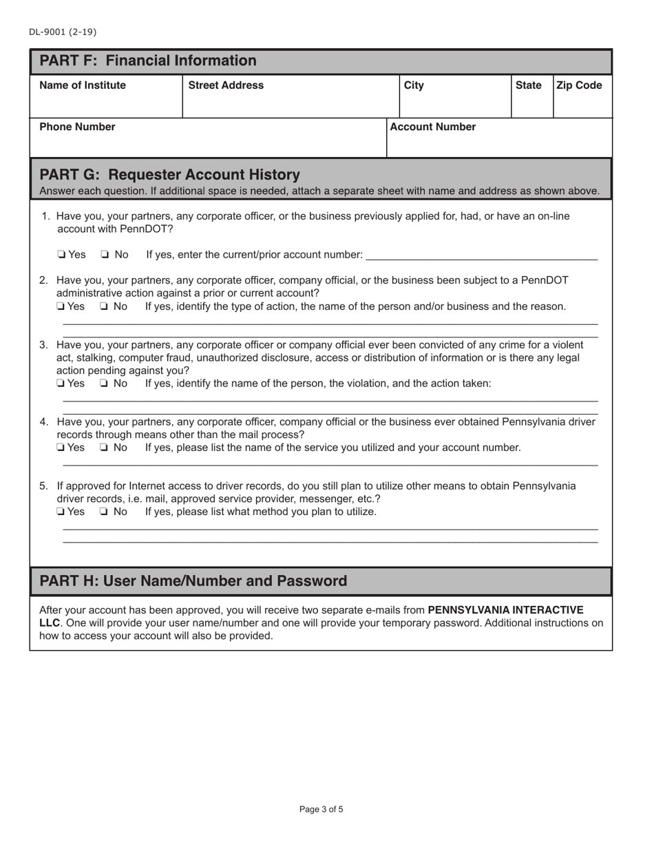 Form DL-9001 Business Internet Application / License Agreement - Pennsylvania, Page 3