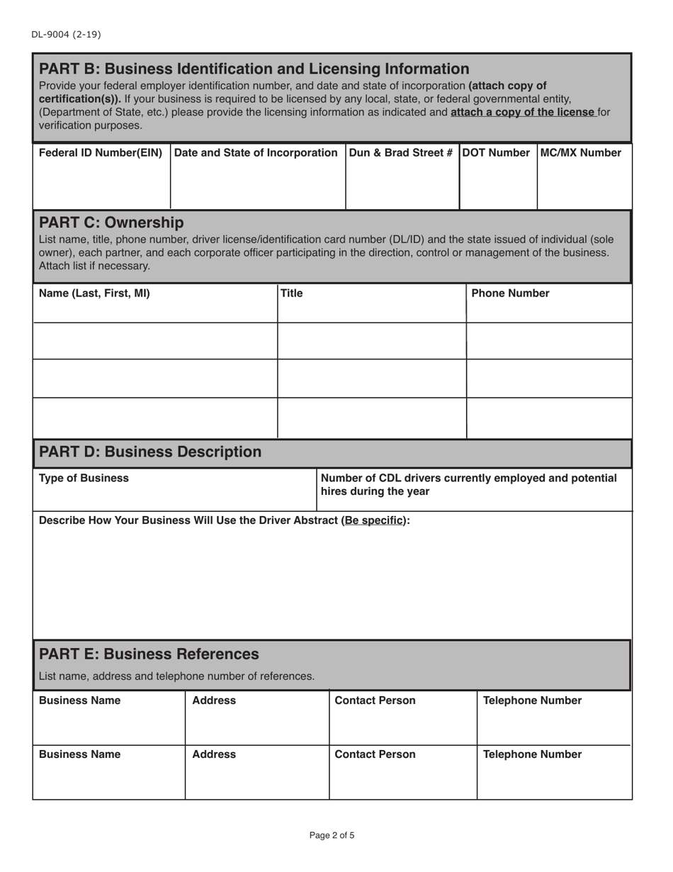 Form DL-9004 Internet User Application / Licensing Agreement for Employers of Commercial Drivers - Pennsylvania, Page 2