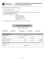 Form DL-9005 Internet User Application/Licensing Agreement for School Bus Contractors - Pennsylvania