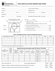 Form CS-6 &quot;Pipe Installation Inspection Form&quot; - Pennsylvania