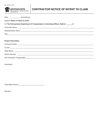 Document preview: Form CS-105 Contractor Notice of Intent to Claim - Pennsylvania