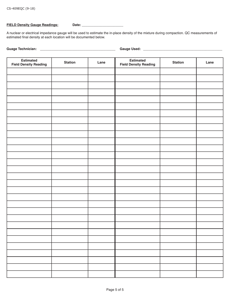 Form CS-409EQC Extended-Season Paving Quality Control Documentation - Pennsylvania, Page 5