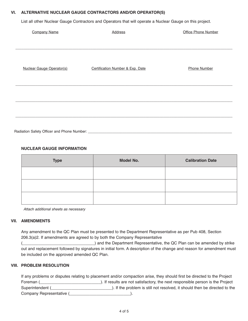 Form CS-206 Minimum Quality Control Plan - Pennsylvania, Page 4