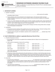 Document preview: Form CS-409ES Minimum Extended-Season Paving Plan - Pennsylvania
