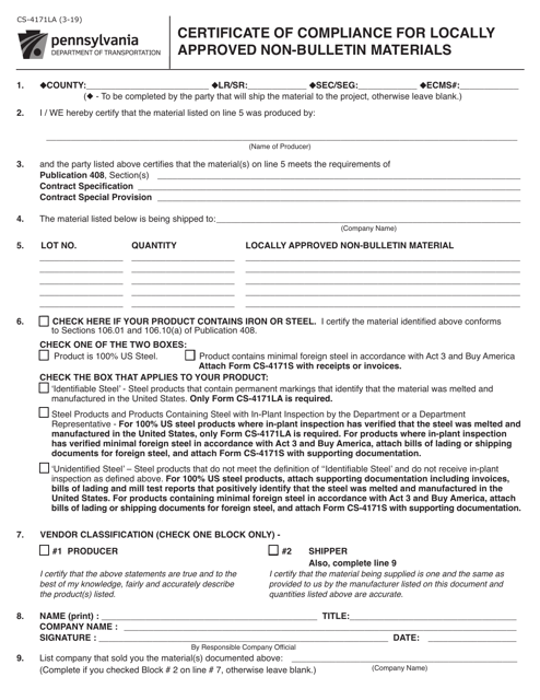 Form CS-4171LA  Printable Pdf